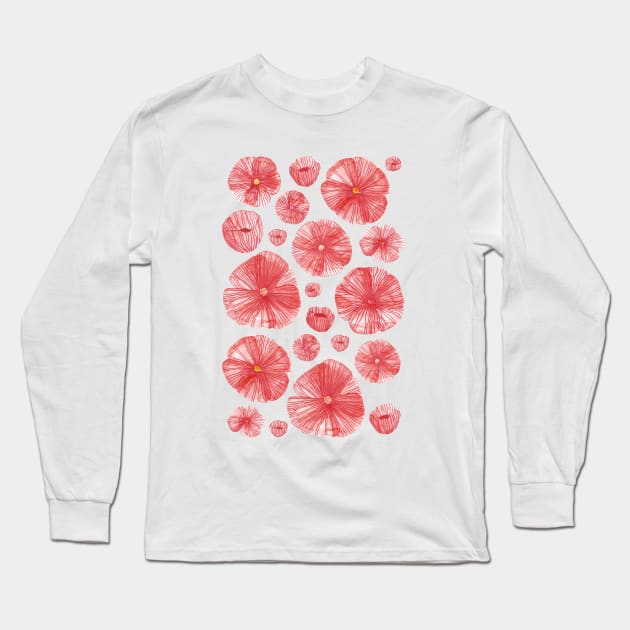 Poppies Watercolor Flower Art Long Sleeve T-Shirt by NicSquirrell